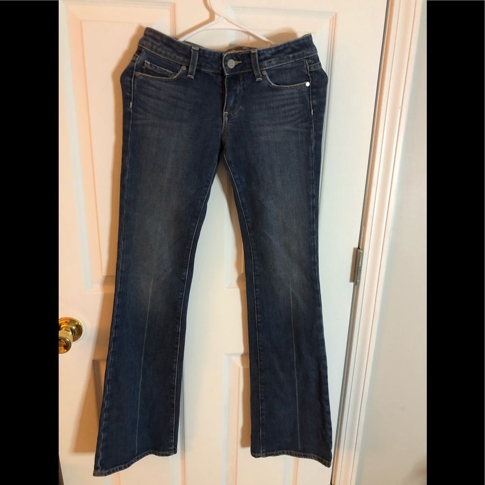 Paige Women’s Premium Denim jeans, waist 25, boot cut, pocket embellishments
